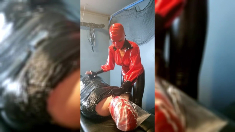 Madame Moira Dominatrix: Extreme Breathplay on Mummified Slave in Latex