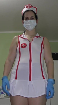 Robo Nurse Anna Masturbates with Latex Gloves and a Mask