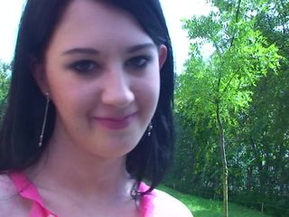 Watch for beauty: Cute teen Lolly posing and flashing outdoors