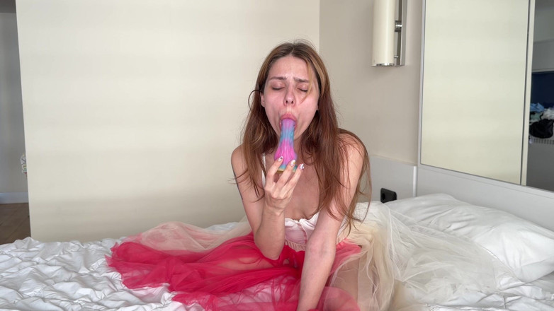 Catalien: Pussy Play with Rainbow Toy in Doggy Style