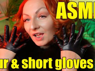 Arya Grander: Sexig pin up Arya gör ASMR ljud med korta läderhandskar