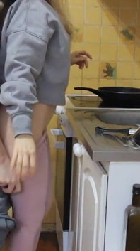 I Fuck Her by Surprise While She Washes the Dishes - Quickie in the Kitchen