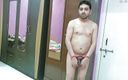 Cute &amp; Nude Crossdresser: Hot nude boy Sweet Lollipop with locked hands and buttplug.