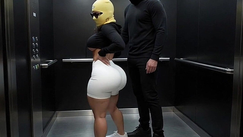 Animate golden: Stepfather Pressing His Petite Big Ass Friend in the Elevator