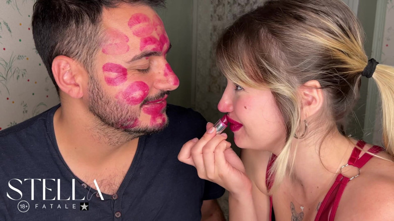 Stellafatale: Non Stop Lipstick Kisses All Over His Face
