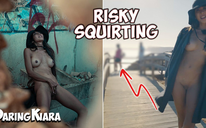DaringKiara: 버려진 비치 하우스 자위 위험한 공개 시오후키