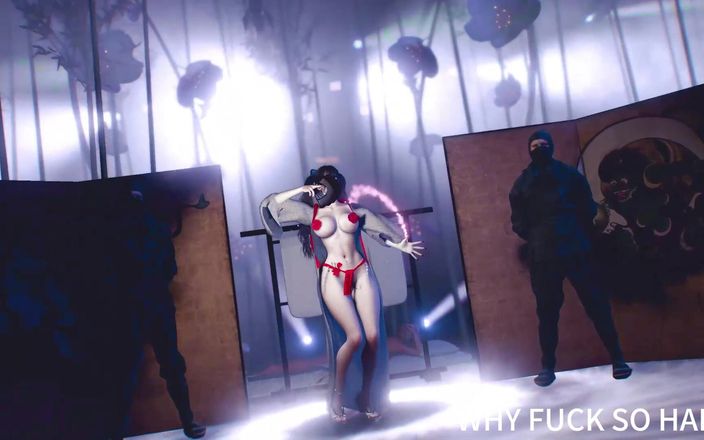 Why fuck so hard: 3D 性感日本脱衣舞娘裸露她的大胸部
