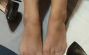 Coryna nylon: Netkousenstoel zwarte hakken voeten