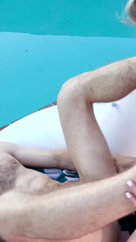 Outdoor Pool Chloe Foster Bounces Strapon on His Asshole