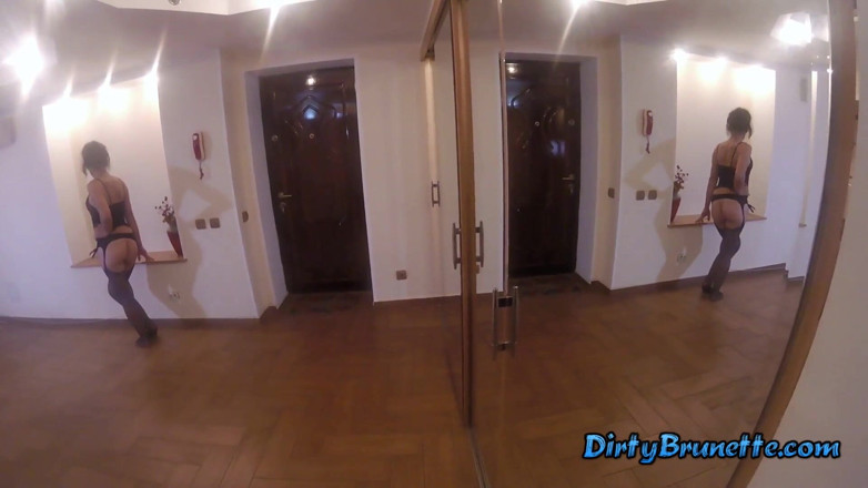 Dirty Brunette: Opening her pussy really wide