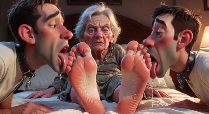 YOUR BEST FANTASY: Submissive Mans Serving Old Granny's Ugly Feet - Humiliation
