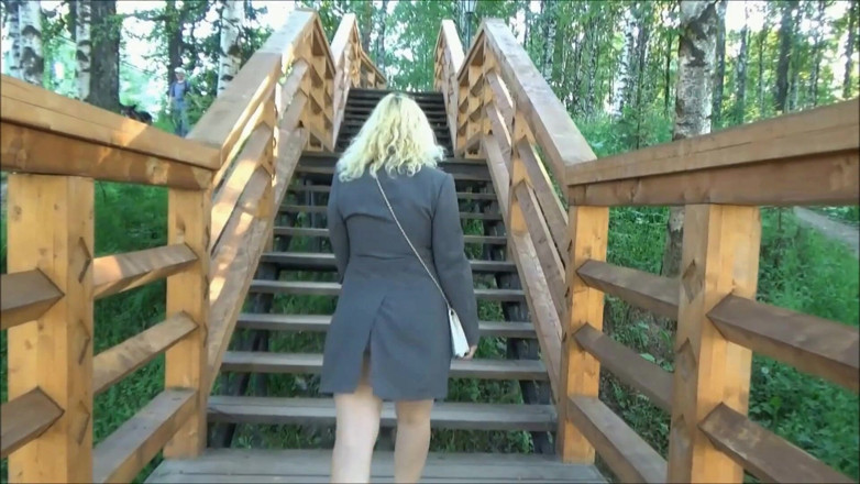RedRoseRus: Jacket on naked body - In city without panties