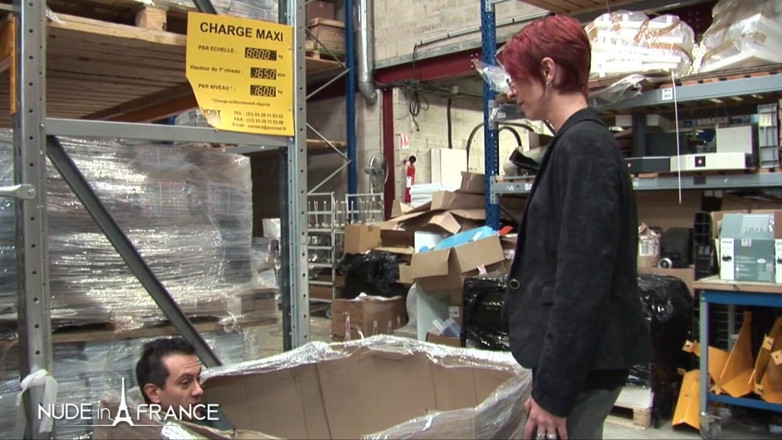 Nude in France: Sexy short haired redhead anal fucked by her employees
