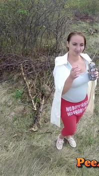 Pissing on a Muscles of Ants Huge Volume and Changing Her Wet Clothes Outdoor