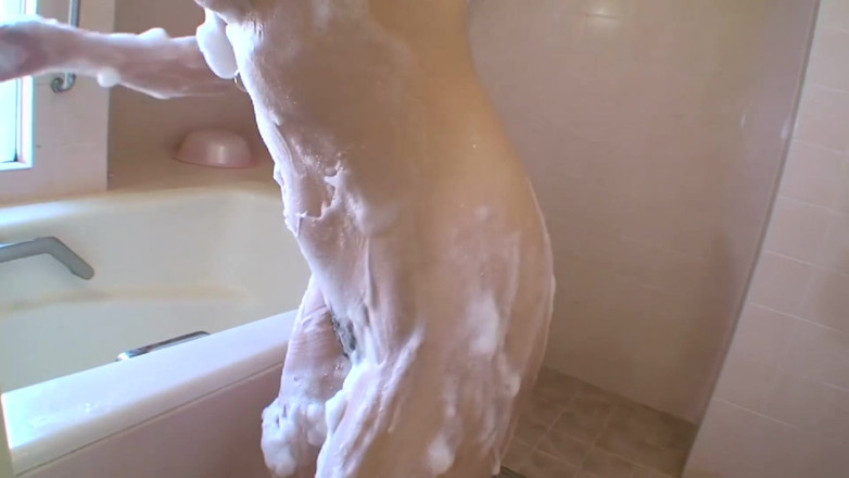 Asian Mature Climax: Asian hairy chick is tugging hard cock in the bathroom