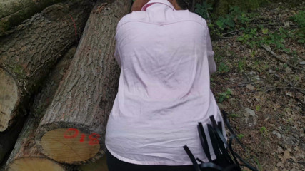Bouncy Tits Action: Whip my back and ass in outdoor wearing blouse