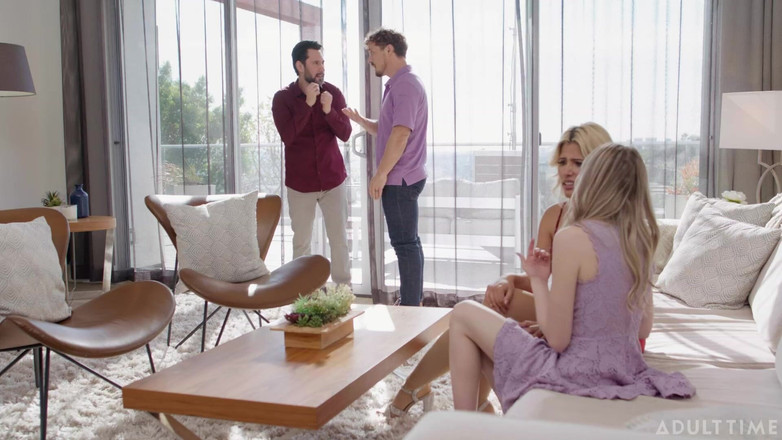 Adult Time: Adult time - कामुक हॉटवाइफ Scarlett Sage बेस्टी carlita ray के साथ पतियों की अदला-बदली करती है! Wild Group चुदाई