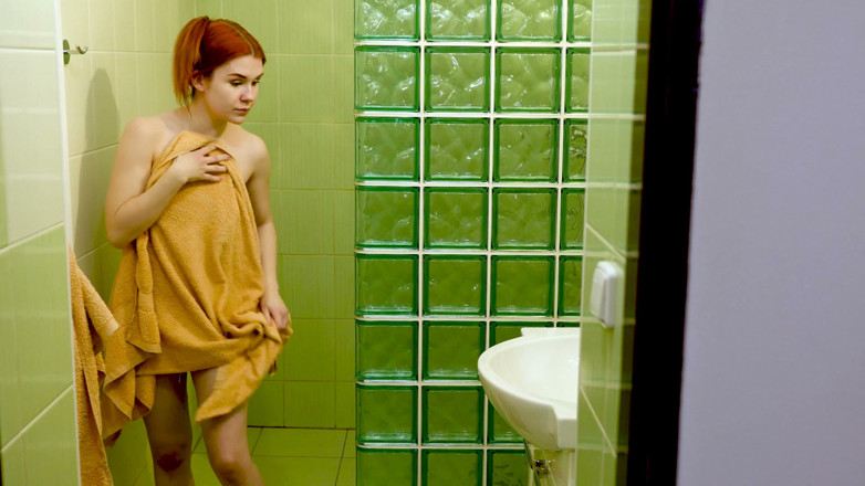 Peaches and Bananas: Czech redhead teen in the shower