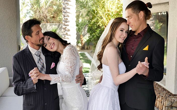 Swappz: 神経質な処女のヘイゼル・ムーアとジャズミン・マブラヴは、結婚式の前に継父に犯されます