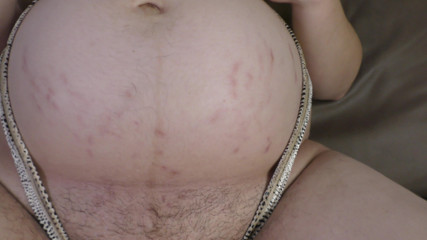 Milky Mari: Pregnant wife sexy body reveal!Big pregnant belly and huge lactating...