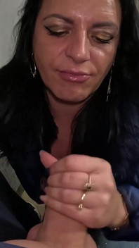 Rainy Night Fetish - Blue Downjacket, Glitter Jeans & Messy Deepthroat 308
