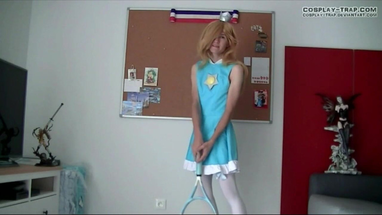 RosalinaxGirl: Crossdress cosplay tenis Rosalina bragas y anal show