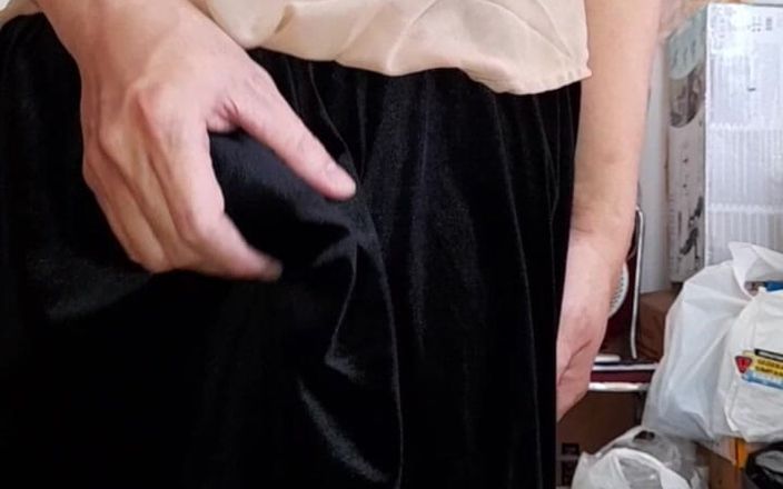 Naomisinka: Sweating and Cumming Wearing Woman Blouse and Satin Velvet Skirt