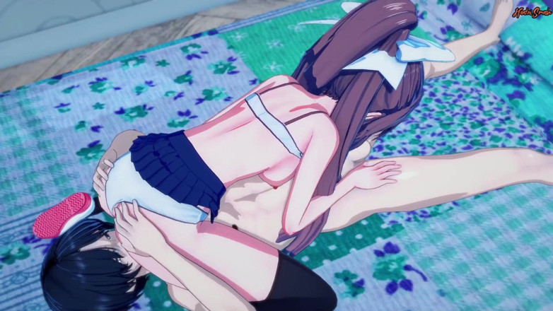 Hentai Smash: Monika swallows a load of cum before getting fucked doggystyle -...