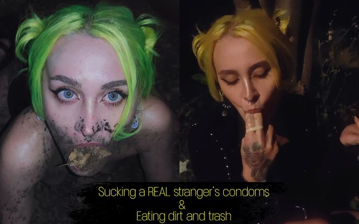 Forest whore: असली अजनबी के कंडोम चूसना कचरा और गंदगी खा रहा है। मेरी बिल्कुल चरम रात की सैर।