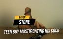 RavenStone: Teen boy masturbating his cock on the bed