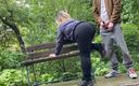 Our Fetish Life: Cum on big ass MILF in jeans in the park