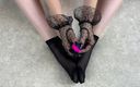 Gloria Gimson: Solo Foot Fetish Caressing in Black Nylon Socks with My...