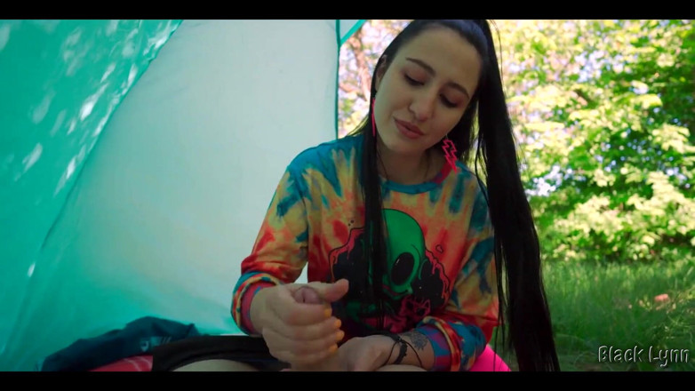 YSP Studio: Slutty Hippie Jerked Me off for Free in Her Tent