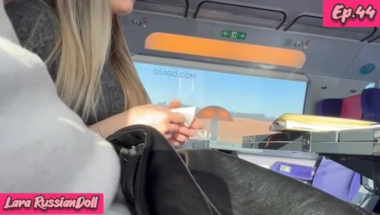 LaraRussian Doll: 365 Ep.44 Blowjob Between Passengers in the Train - Risky Sex...