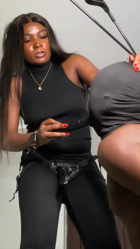 BDSM Femdom Strapon Dick Sucking by African Mistress