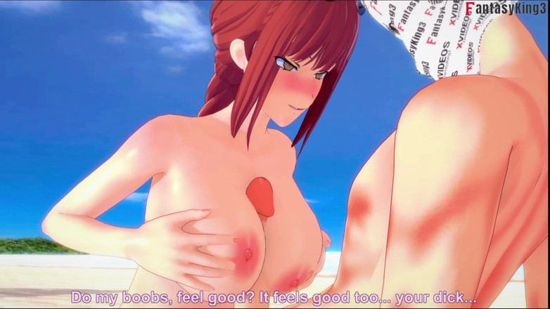 Fantasy king: Makima caldo sesso ahegao sulla spiaggia - chainsaw man