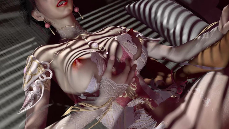 Why fuck so hard: Model cosplay pelacur terangsang 3D memakai gaun seksi disetubuhi begitu keras
