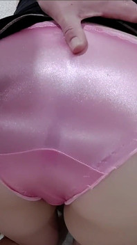 Shiny Pink Satin Panties Pantyjob Grind Fuck and Cum - Satincum