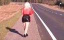 NYLON-HEELS: My walk in leather shorts