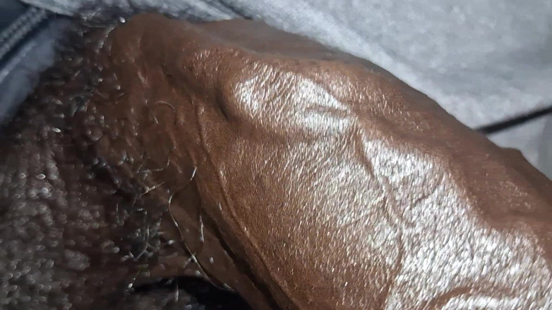 Chocolate Meat Stick: Juicy Oily Uncut BBC Stroking Slowly Close up
