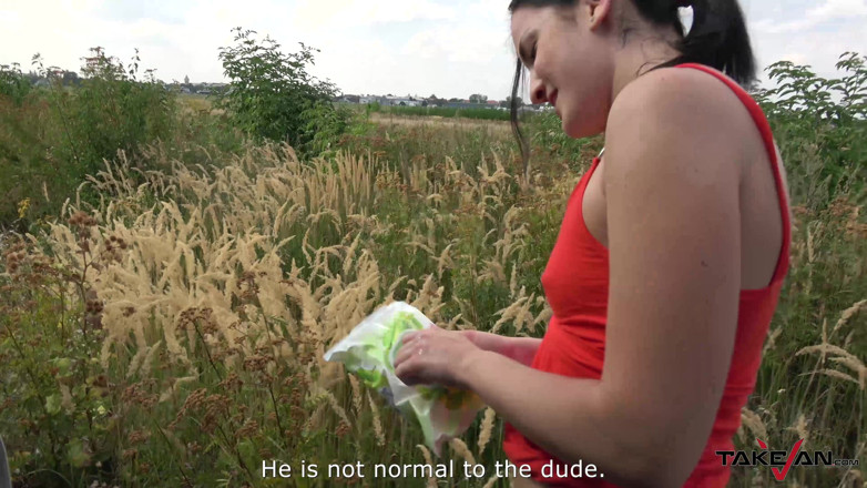 Take Van: Pussy creampie for dirty hitchhiker brunette from the street