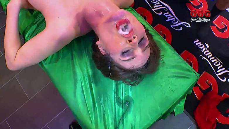 Deutschland Porno X: Brunette Ggg Slut Swallows Cocks and Cum in Wild Blowbang