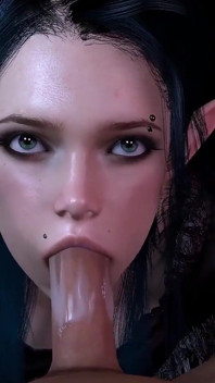 Ateşli gotik elf bakış açısıyla sakso çekiyor | 3D Porn