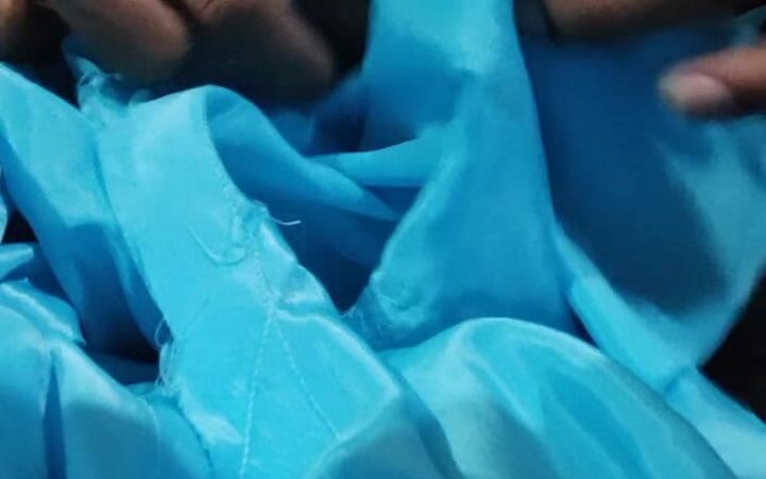 Satin and silky: Растирание головки хуя синей дерьмой, атласный шелковый Salwar из Чачи (35)
