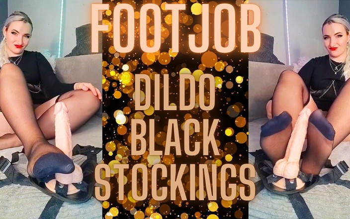 Monika Nylon: (104) Footjob Dildo Meias Pretas