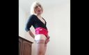 Faustine: Sexy Crossdresser Shemale Skirt and Top High Heels Stockings Shows...