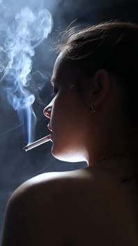 A Little Bit Naked Smoking Girl