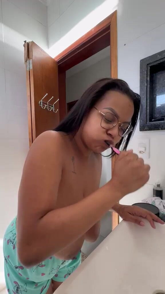 Anally big boobs: Giant Boobs Girl Brushing Teeth with Boobs Bouncing