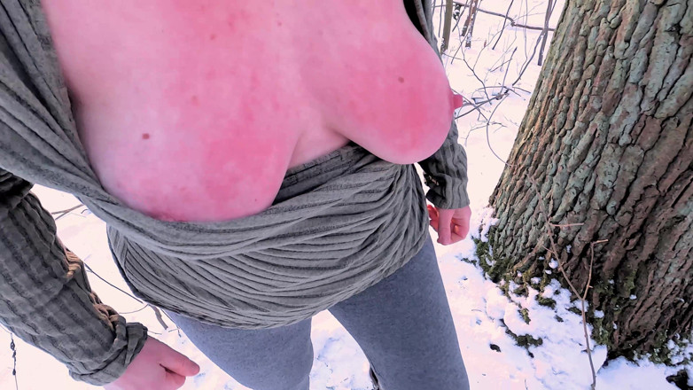 Bouncy Tits Action: Ass Spanking in the Snow