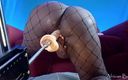 African Bunz: Mzansi College Girl wearing Fishnet stockings Takes Sex machine Dildo...